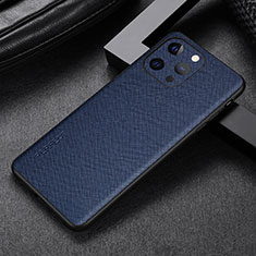 Soft Luxury Leather Snap On Case Cover A04 for Apple iPhone 14 Pro Max Blue