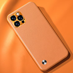 Soft Luxury Leather Snap On Case Cover A05 for Apple iPhone 13 Pro Max Orange
