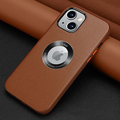 Soft Luxury Leather Snap On Case Cover A08 for Apple iPhone 13 Brown