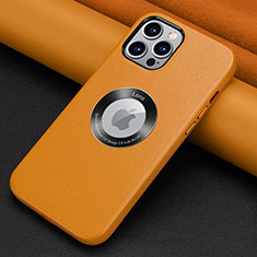 Soft Luxury Leather Snap On Case Cover A08 for Apple iPhone 13 Pro Max Orange
