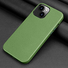 Soft Luxury Leather Snap On Case Cover A09 for Apple iPhone 14 Green