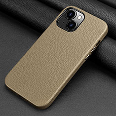 Soft Luxury Leather Snap On Case Cover A09 for Apple iPhone 14 Plus Gray