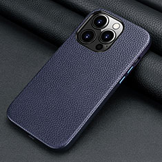 Soft Luxury Leather Snap On Case Cover A09 for Apple iPhone 14 Pro Max Blue