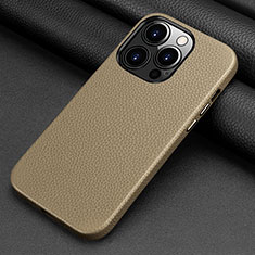 Soft Luxury Leather Snap On Case Cover A09 for Apple iPhone 14 Pro Max Gray