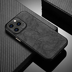 Soft Luxury Leather Snap On Case Cover A10 for Apple iPhone 13 Pro Max Black
