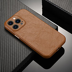 Soft Luxury Leather Snap On Case Cover A10 for Apple iPhone 14 Pro Max Brown