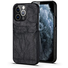 Soft Luxury Leather Snap On Case Cover A14 for Apple iPhone 13 Pro Max Black