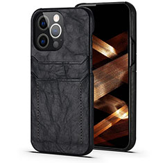 Soft Luxury Leather Snap On Case Cover A14 for Apple iPhone 14 Pro Black