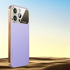 Soft Luxury Leather Snap On Case Cover AC1 for Apple iPhone 13 Pro Purple