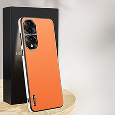 Soft Luxury Leather Snap On Case Cover AT1 for Huawei Honor X7b Orange