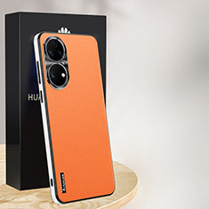 Soft Luxury Leather Snap On Case Cover AT1 for Huawei P50 Pro Orange