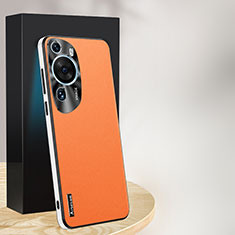 Soft Luxury Leather Snap On Case Cover AT1 for Huawei P60 Art Orange