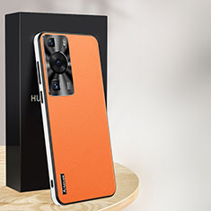 Soft Luxury Leather Snap On Case Cover AT1 for Huawei P60 Orange