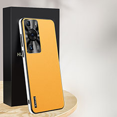 Soft Luxury Leather Snap On Case Cover AT1 for Huawei P60 Pro Yellow
