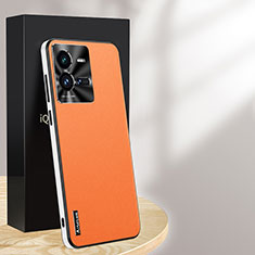 Soft Luxury Leather Snap On Case Cover AT1 for Vivo iQOO 10 Pro 5G Orange