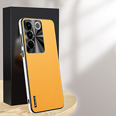 Soft Luxury Leather Snap On Case Cover AT1 for Vivo V27 Pro 5G Yellow