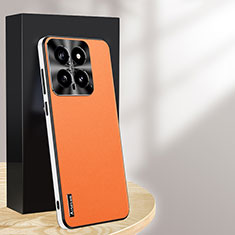 Soft Luxury Leather Snap On Case Cover AT1 for Xiaomi Mi 14 5G Orange