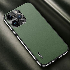 Soft Luxury Leather Snap On Case Cover AT2 for Apple iPhone 13 Pro Green