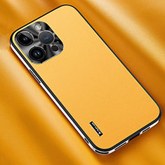 Soft Luxury Leather Snap On Case Cover AT2 for Apple iPhone 13 Pro Max Yellow