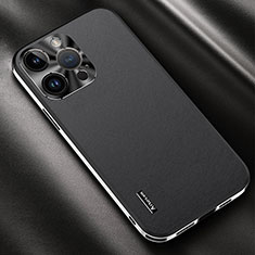 Soft Luxury Leather Snap On Case Cover AT2 for Apple iPhone 14 Pro Black