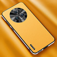 Soft Luxury Leather Snap On Case Cover AT2 for Huawei Honor Magic5 Pro 5G Yellow