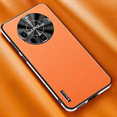 Soft Luxury Leather Snap On Case Cover AT2 for Huawei Mate 60 Pro Orange