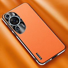 Soft Luxury Leather Snap On Case Cover AT2 for Huawei P60 Art Orange