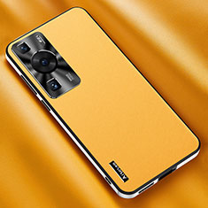 Soft Luxury Leather Snap On Case Cover AT2 for Huawei P60 Pro Yellow