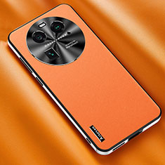 Soft Luxury Leather Snap On Case Cover AT2 for Oppo Find X6 Pro 5G Orange