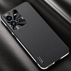 Soft Luxury Leather Snap On Case Cover AT2 for Vivo iQOO 10 Pro 5G Black