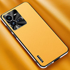 Soft Luxury Leather Snap On Case Cover AT2 for Vivo iQOO 10 Pro 5G Yellow