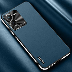 Soft Luxury Leather Snap On Case Cover AT2 for Vivo V25 Pro 5G Blue