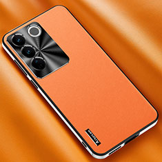 Soft Luxury Leather Snap On Case Cover AT2 for Vivo V27 5G Orange