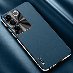 Soft Luxury Leather Snap On Case Cover AT2 for Vivo V27 Pro 5G Blue