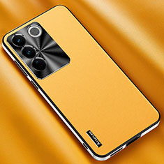 Soft Luxury Leather Snap On Case Cover AT2 for Vivo V27 Pro 5G Yellow