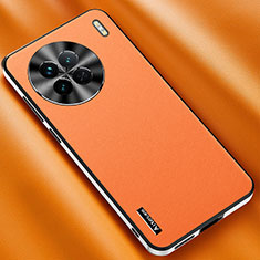 Soft Luxury Leather Snap On Case Cover AT2 for Vivo X90 5G Orange