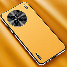 Soft Luxury Leather Snap On Case Cover AT2 for Vivo X90 5G Yellow