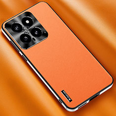 Soft Luxury Leather Snap On Case Cover AT2 for Xiaomi Mi 14 5G Orange