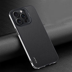 Soft Luxury Leather Snap On Case Cover AT4 for Apple iPhone 15 Pro Black