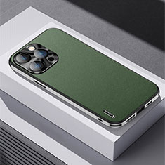 Soft Luxury Leather Snap On Case Cover AT5 for Apple iPhone 13 Pro Max Green