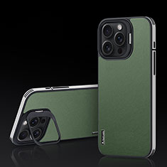 Soft Luxury Leather Snap On Case Cover AT5 for Apple iPhone 15 Pro Green