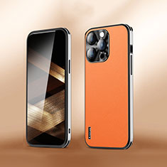 Soft Luxury Leather Snap On Case Cover AT6 for Apple iPhone 13 Pro Max Orange