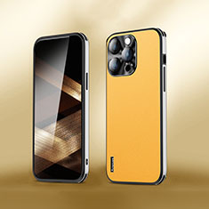 Soft Luxury Leather Snap On Case Cover AT6 for Apple iPhone 13 Pro Max Yellow