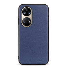 Soft Luxury Leather Snap On Case Cover B01H for Huawei P50 Pro Blue