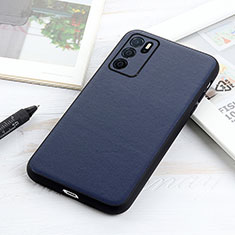 Soft Luxury Leather Snap On Case Cover B01H for Oppo A16 Blue