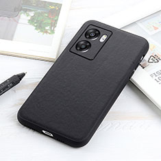 Soft Luxury Leather Snap On Case Cover B01H for Oppo A57 5G Black