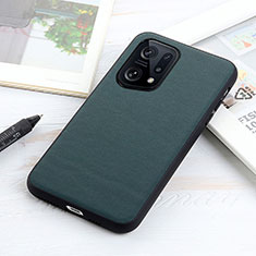 Soft Luxury Leather Snap On Case Cover B01H for Oppo Find X5 5G Green