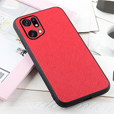 Soft Luxury Leather Snap On Case Cover B01H for Oppo Find X5 Pro 5G Red