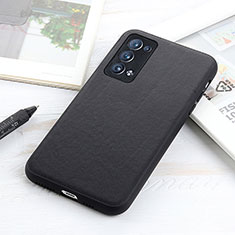 Soft Luxury Leather Snap On Case Cover B01H for Oppo Reno6 Pro 5G Black