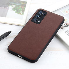 Soft Luxury Leather Snap On Case Cover B01H for Oppo Reno6 Pro+ Plus 5G Brown